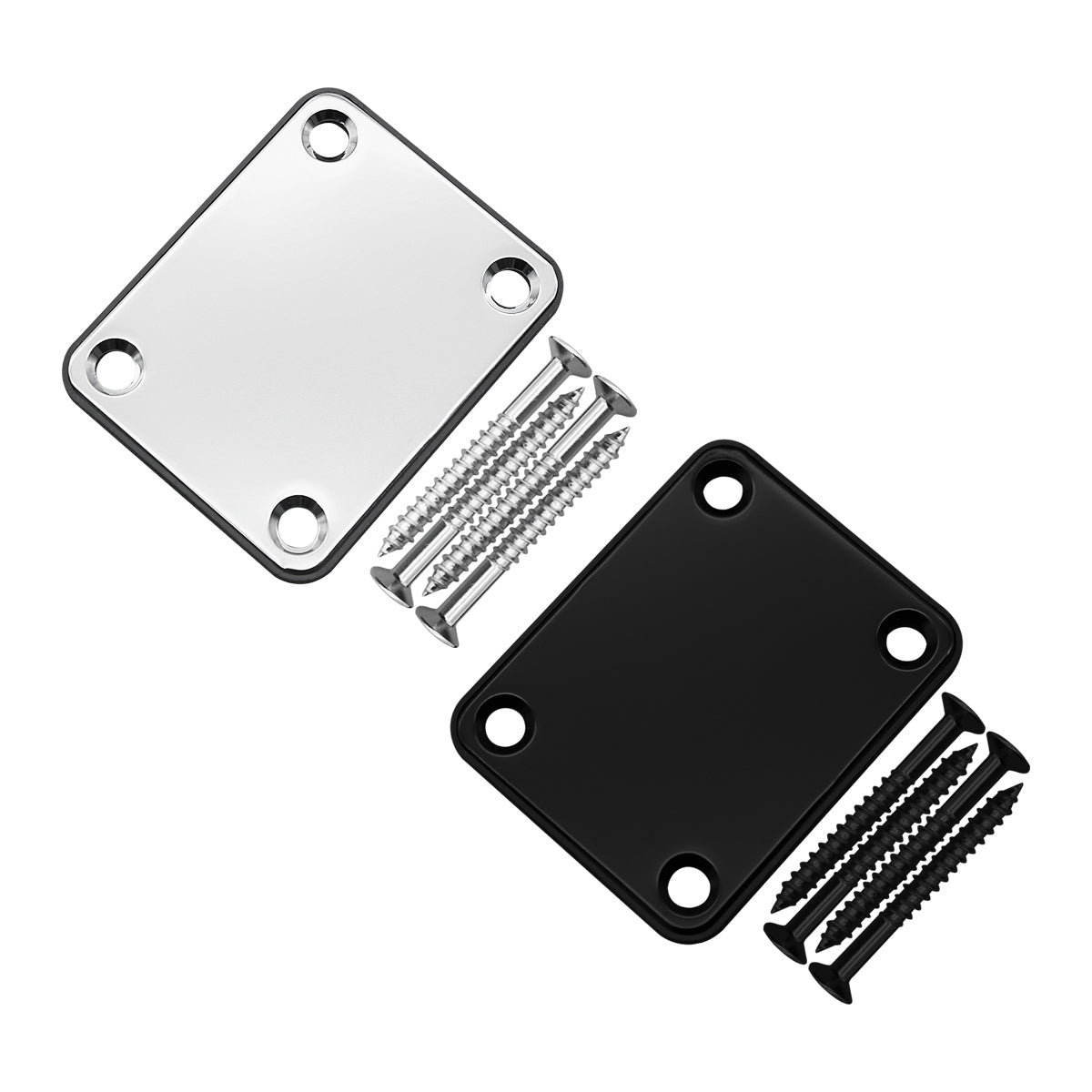 FLEOR Guitar Neck Plate Strength Connecting Board Joint Plate, Noir/Chrome