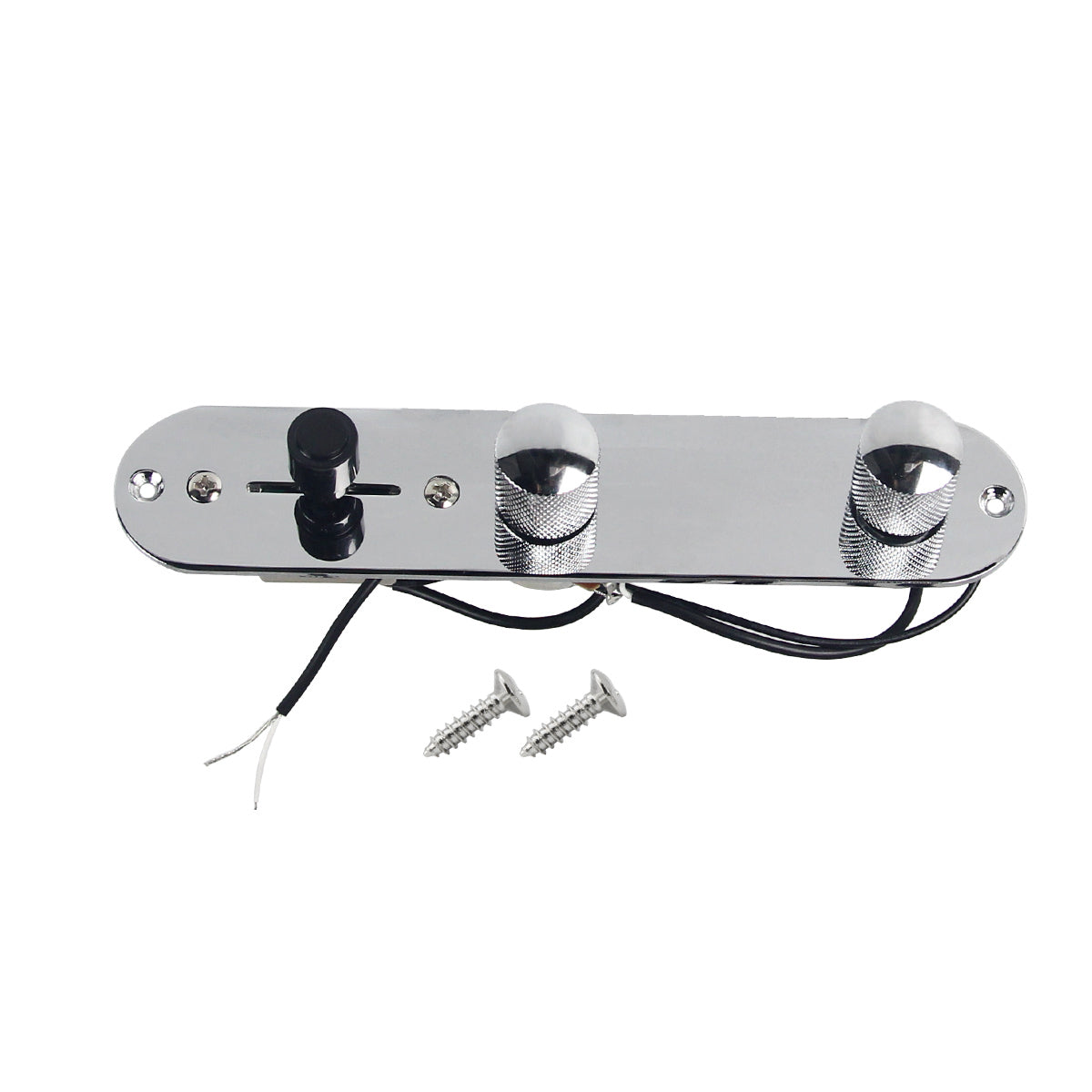 FLEOR Tele Guitare Précâblée Plaque De Commande Chrome avec 3 Boutons En Métal Pour Tele Guitare