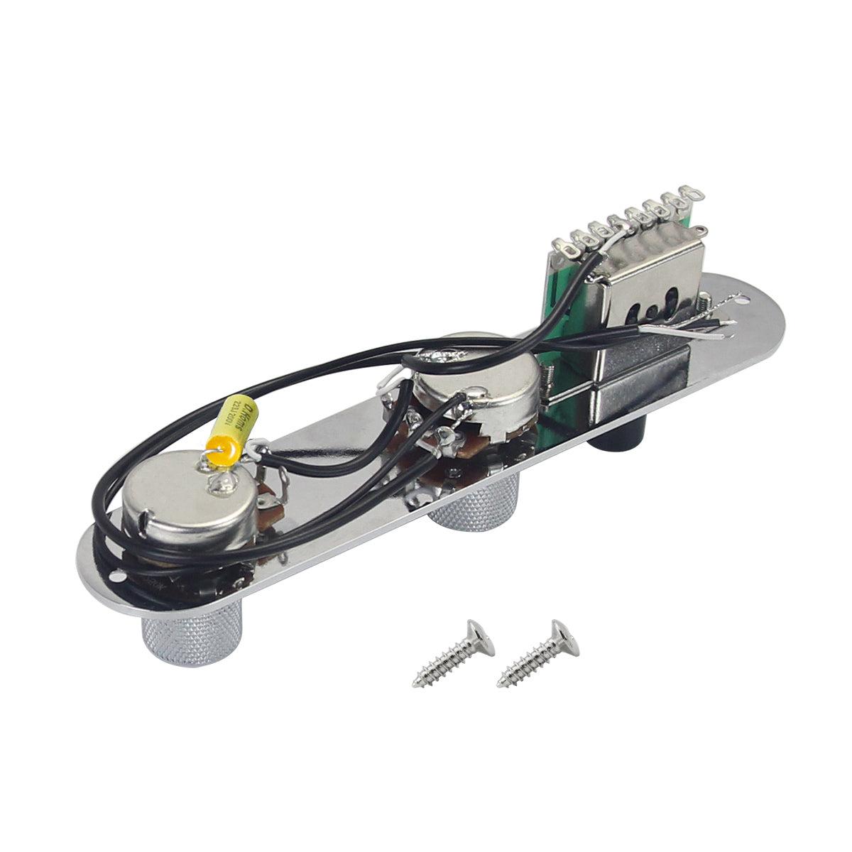 <transcy>FLEOR Telegitarre Vorverdrahtete Steuerplatte Chrom mit 3-Wege-Schalter Metallknöpfe für Telegitarre</transcy>