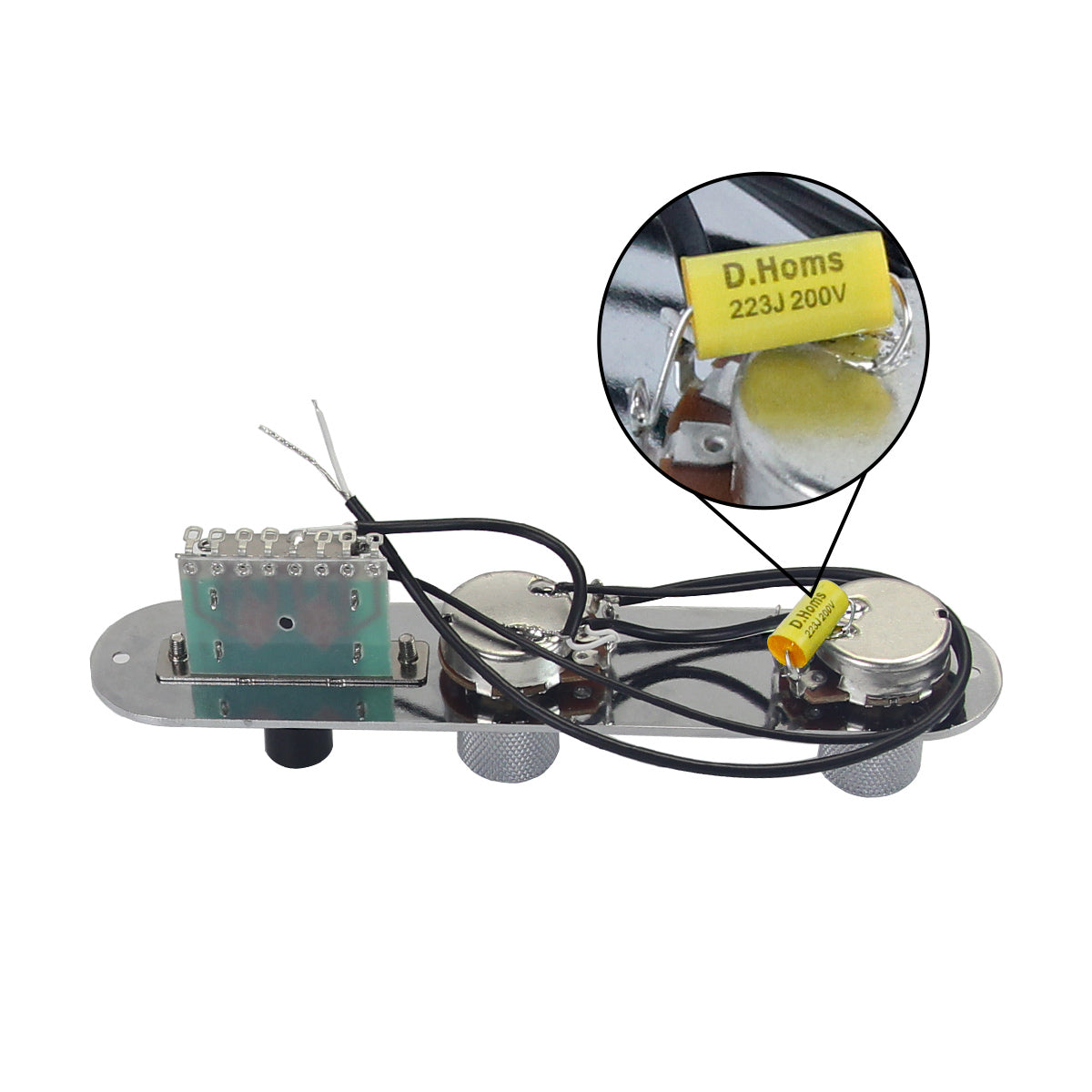 <transcy>FLEOR Telegitarre Vorverdrahtete Steuerplatte Chrom mit 3-Wege-Schalter Metallknöpfe für Telegitarre</transcy>