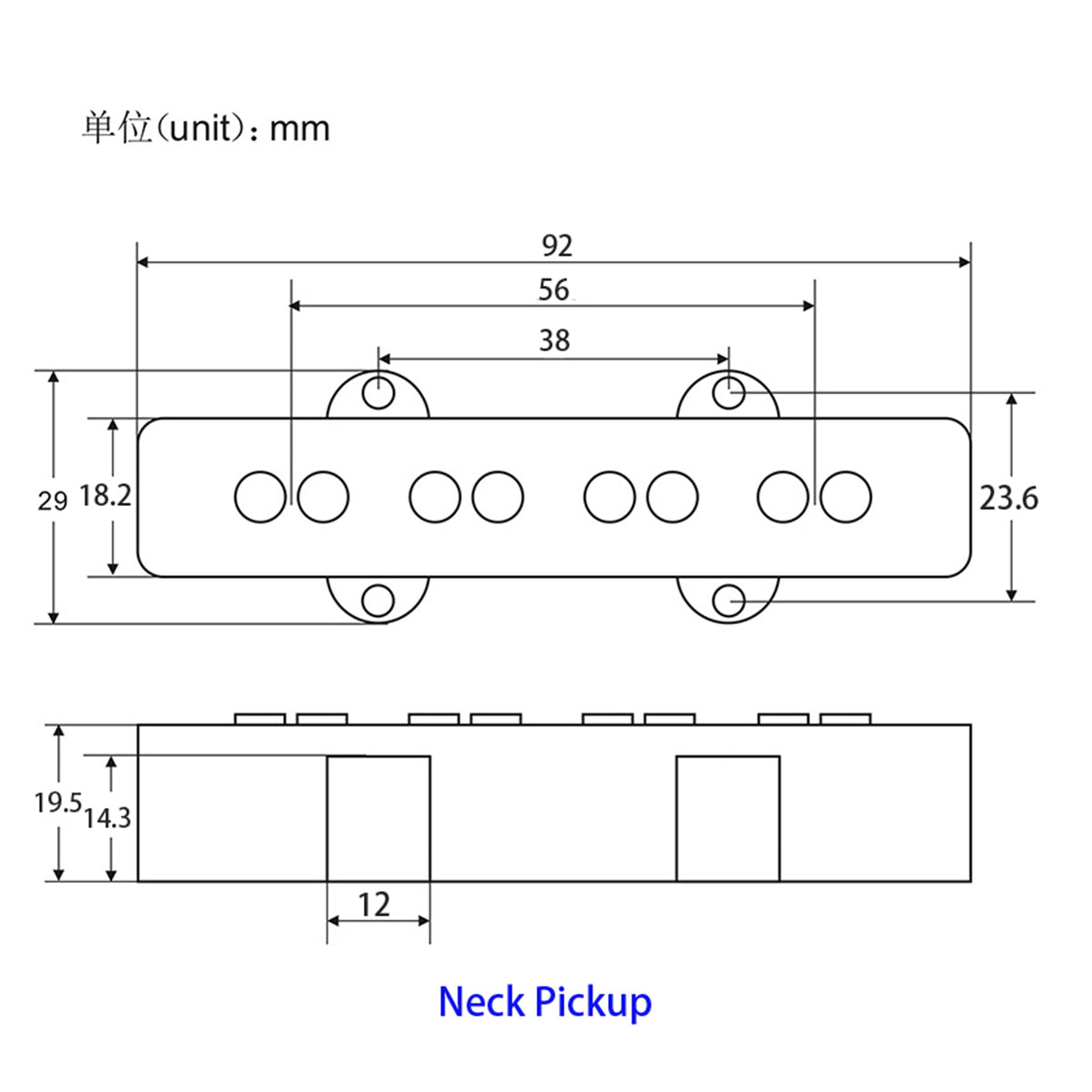 FLEOR Alnico 5 JB Bass Pickup for 4 Strings Electric Bass | iknmusic