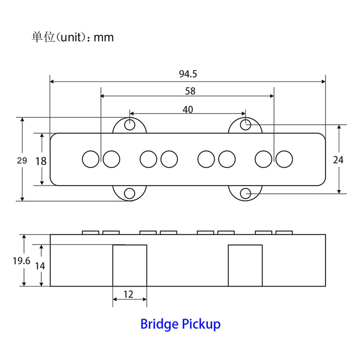 FLEOR Alnico 5 Bass Pickup Set PB & JB Bass Bridge Pickups | iknmusic