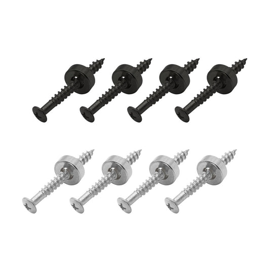 FLEOR 4pcs Guitar Neck Mounting Ferrules Bushings Metal For Guitar Bass Neck Mounting, Chrome/Black