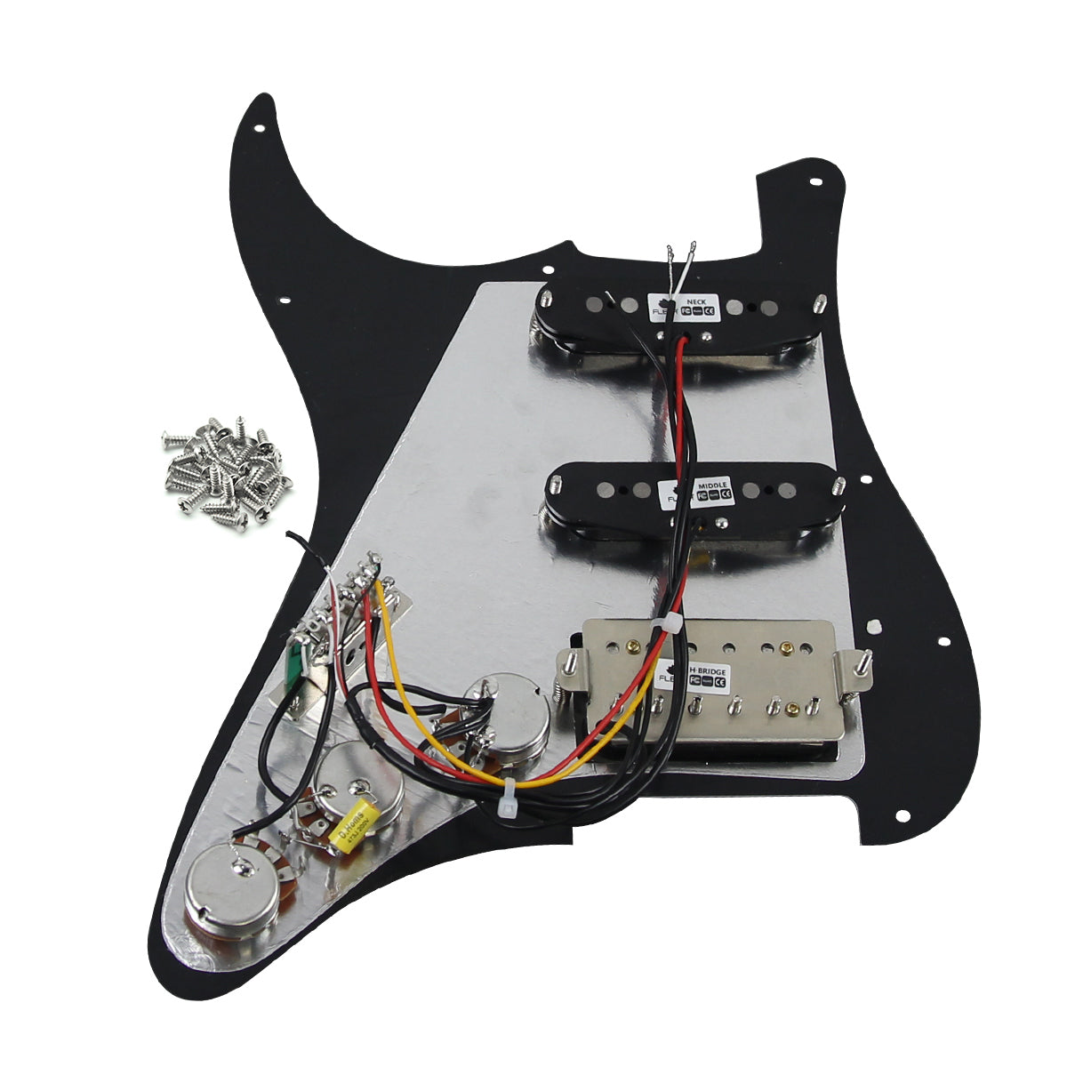 <transcy>FLEOR Loaded Prewired Strat Guitar Pickguard SSH HSS, 10 Farben erhältlich</transcy>