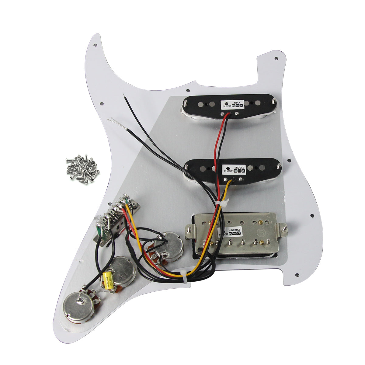 <transcy>FLEOR Loaded Prewired Strat Guitar Pickguard SSH HSS, 10 Farben erhältlich</transcy>