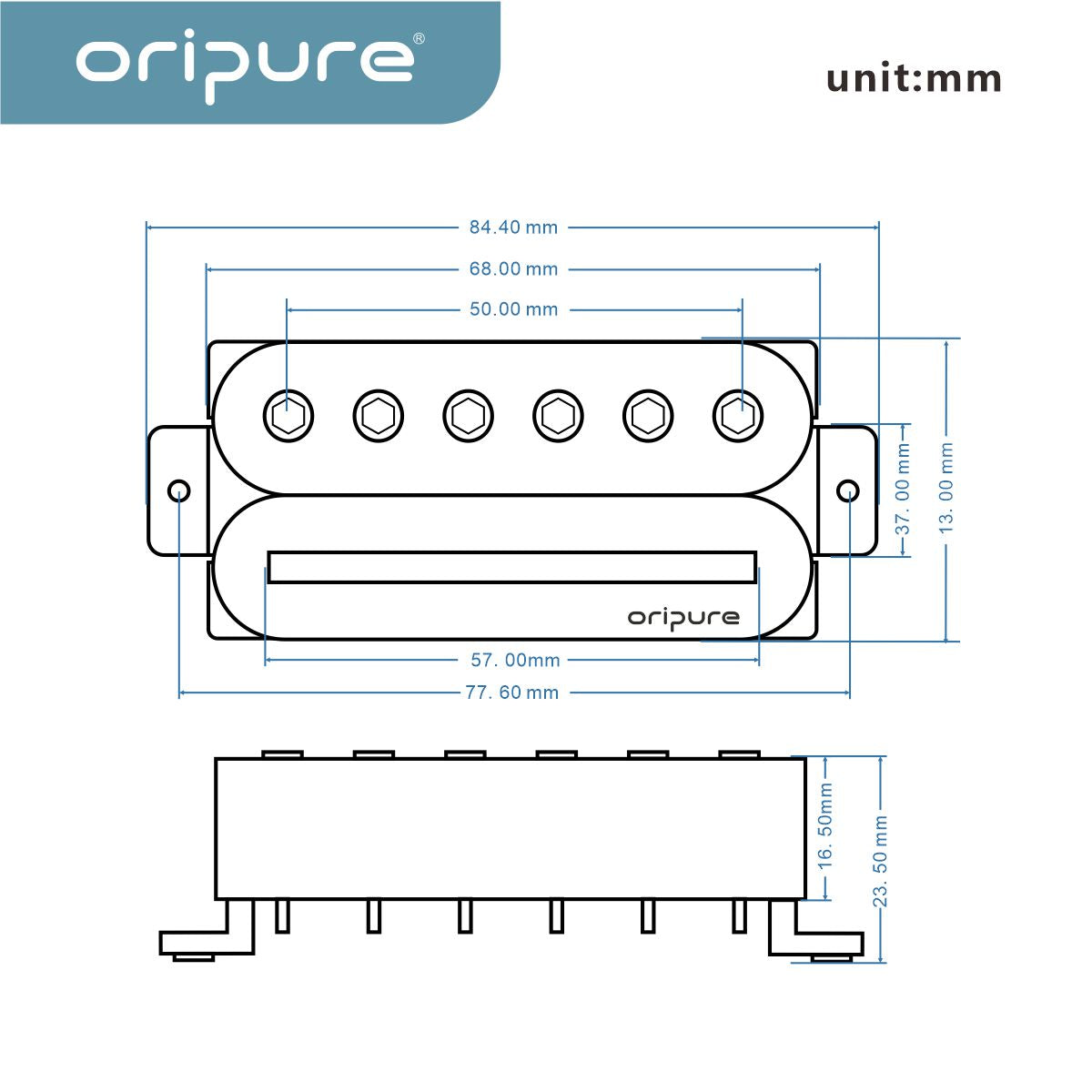 OriPure Alnico 2 Neck Guitar Rails Humbucker Pickup | iknmusic