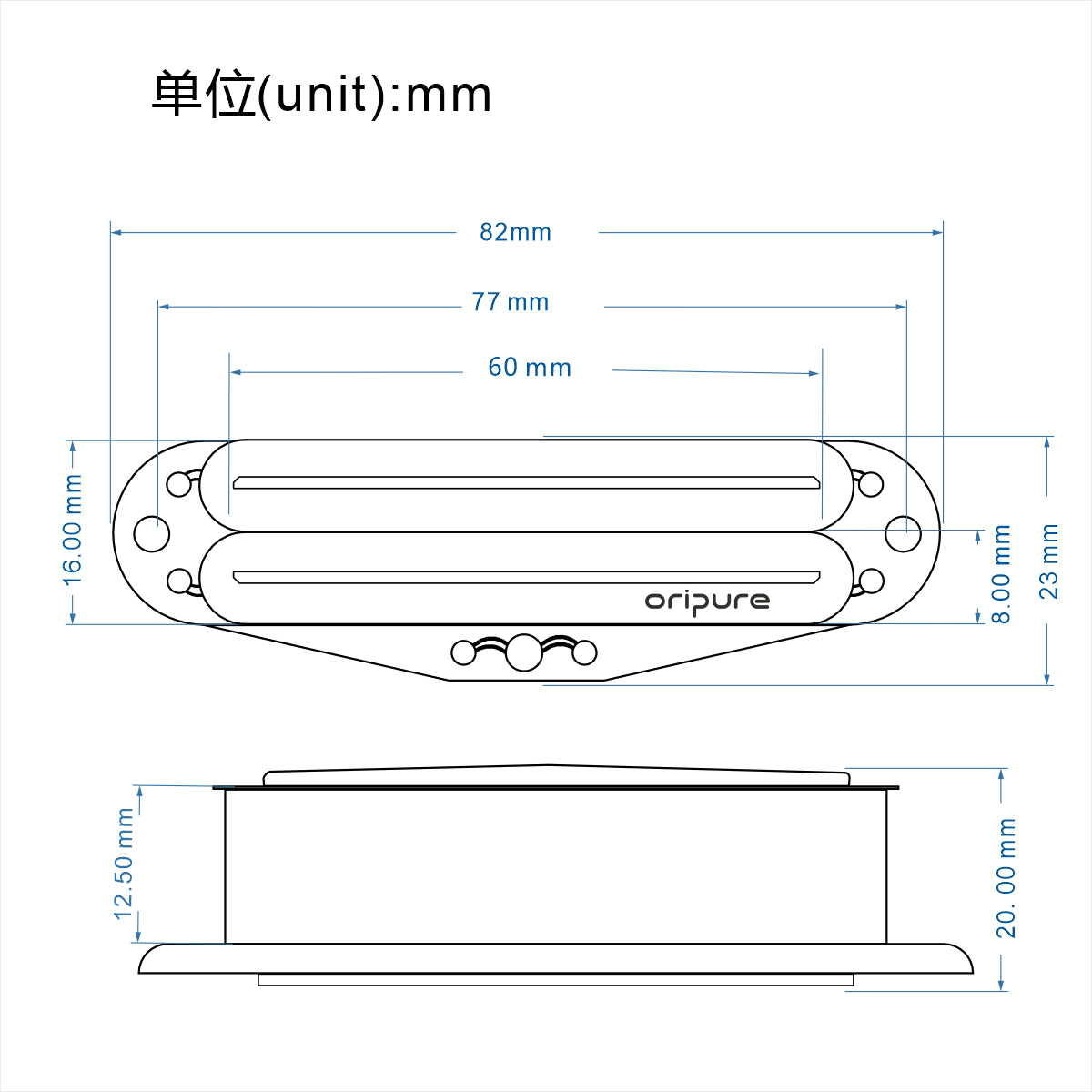 OriPure PB5 Alnico 5 Guitar Hot Rails Pickup | iknmusic