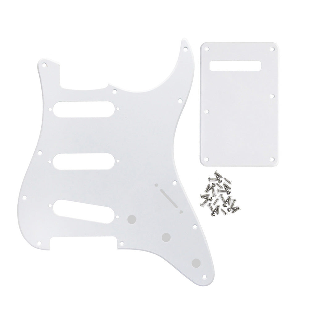 FLEOR Set de 3Ply PVC SSS Pickguard Scratch Plate Back Plate avec Vis pour Mexican/USA Standard 11 Holes Strat Guitar