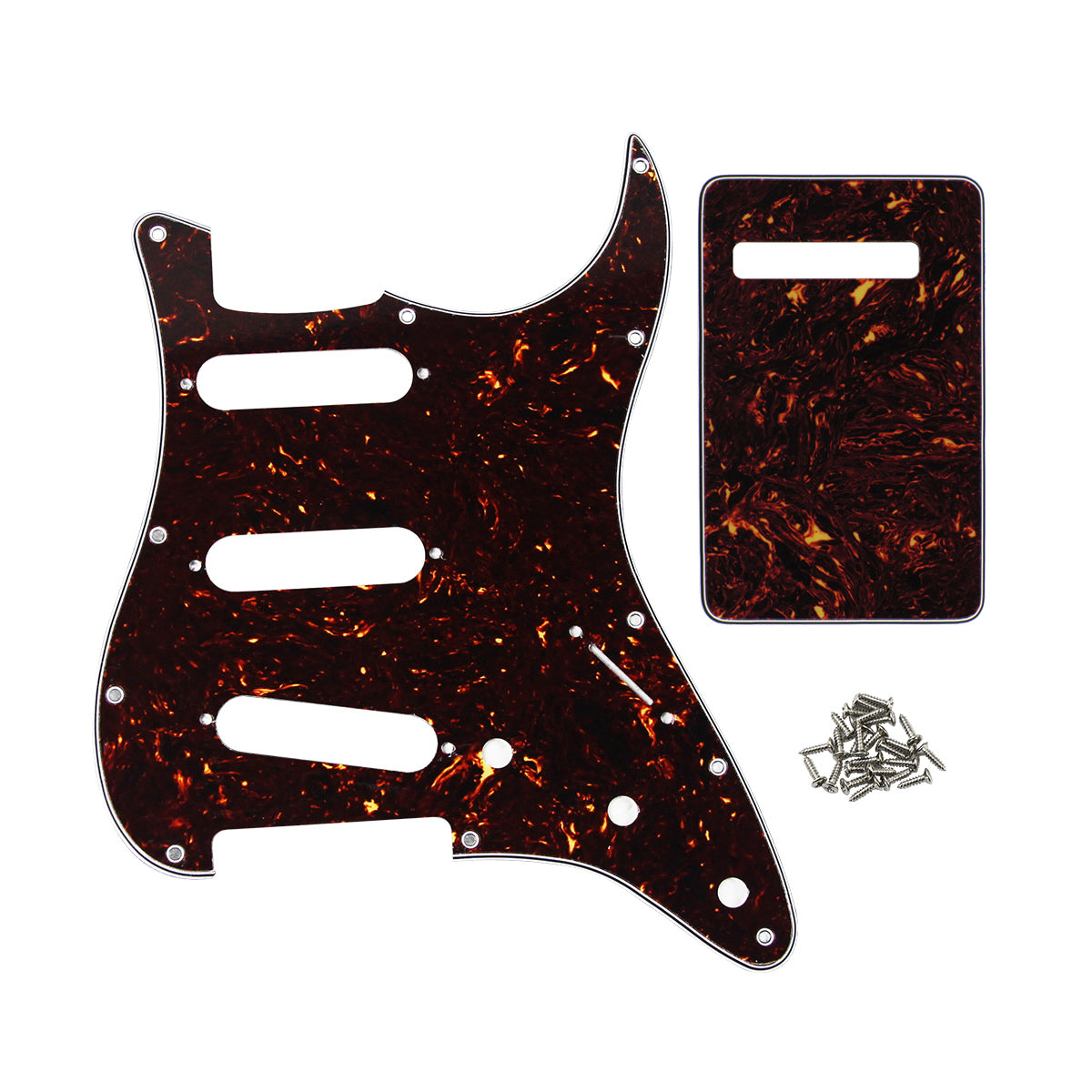 FLEOR Set de 3Ply PVC SSS Pickguard Scratch Plate Back Plate avec Vis pour Mexican/USA Standard 11 Holes Strat Guitar