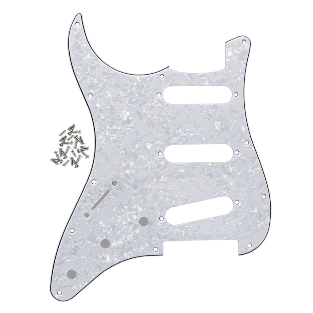 FLEOR Left Handed 11 Holes SSS Guitar Pickguard Scratch Plate con tornillos para piezas de guitarra Strat, 7 colores disponibles