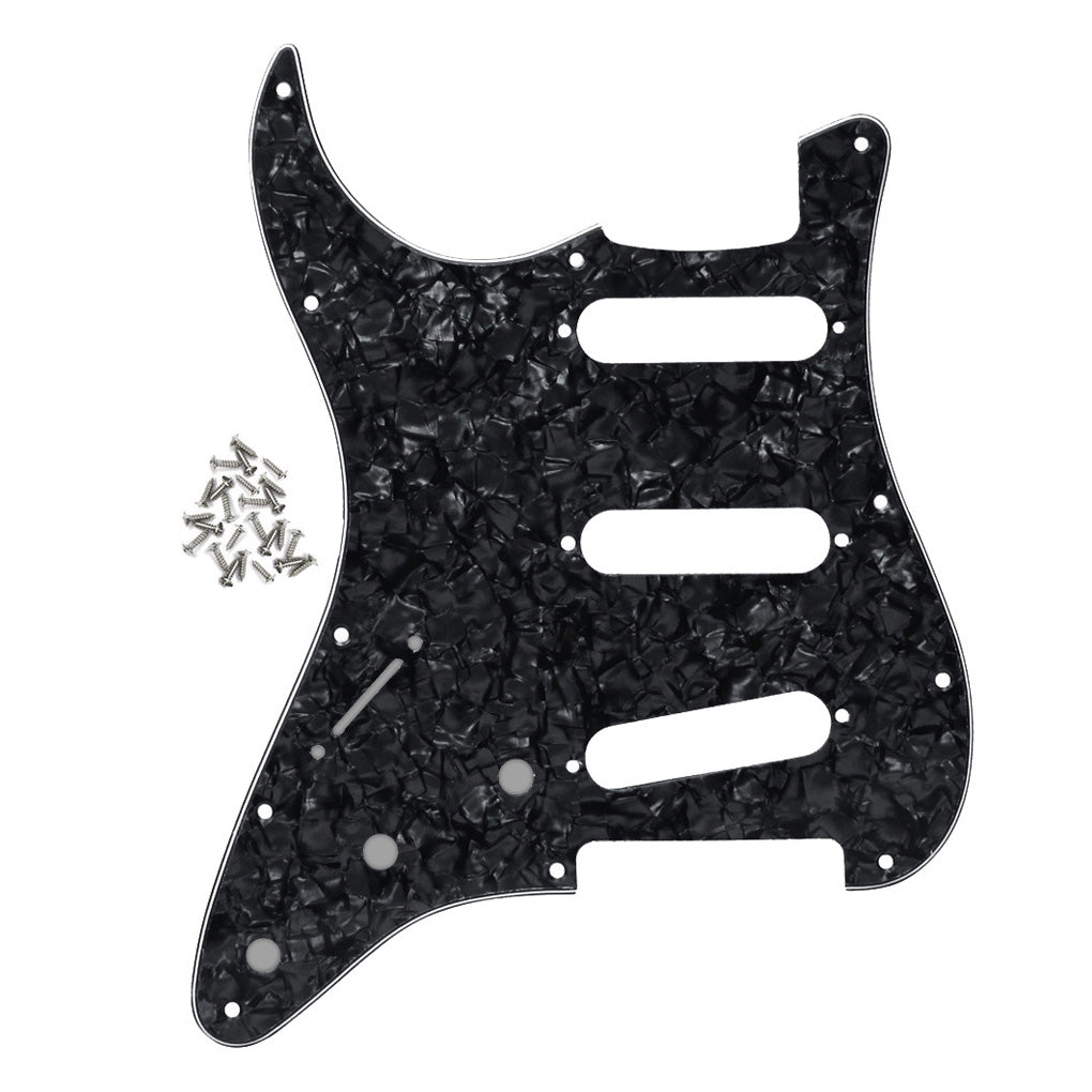 FLEOR Left Handed 11 Holes SSS Guitar Pickguard Scratch Plate con tornillos para piezas de guitarra Strat, 7 colores disponibles