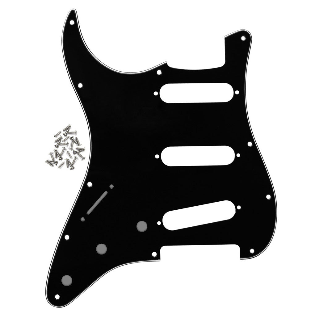 FLEOR Left Handed 11 Holes SSS Guitar Pickguard Scratch Plate con tornillos para piezas de guitarra Strat, 7 colores disponibles