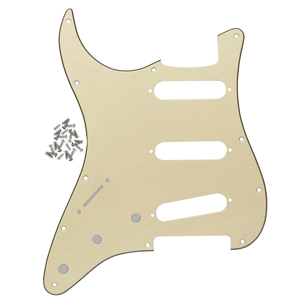 FLEOR Left Handed 11 Holes SSS Guitar Pickguard Scratch Plate con tornillos para piezas de guitarra Strat, 7 colores disponibles