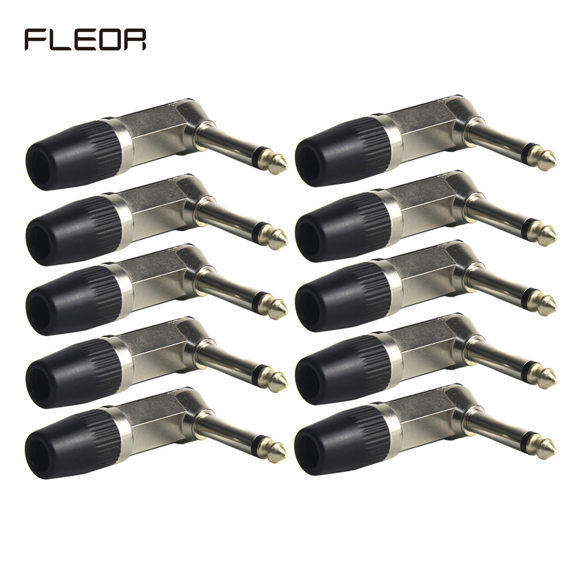 FLEOR 1/4" 6.35mm Jack Right Angle Male Mono Guitar Jack Plug Connector L-Shape