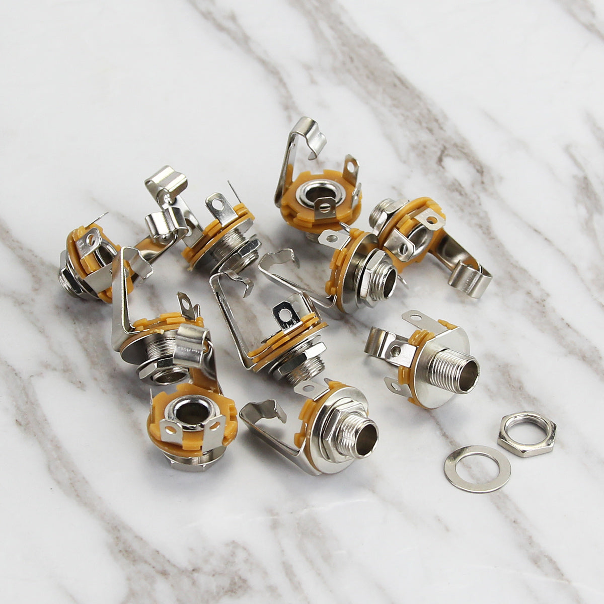 FLEOR 1/4" 6.35mm Guitar Jack Socket Mono Jack Nickel Color | iknmusic