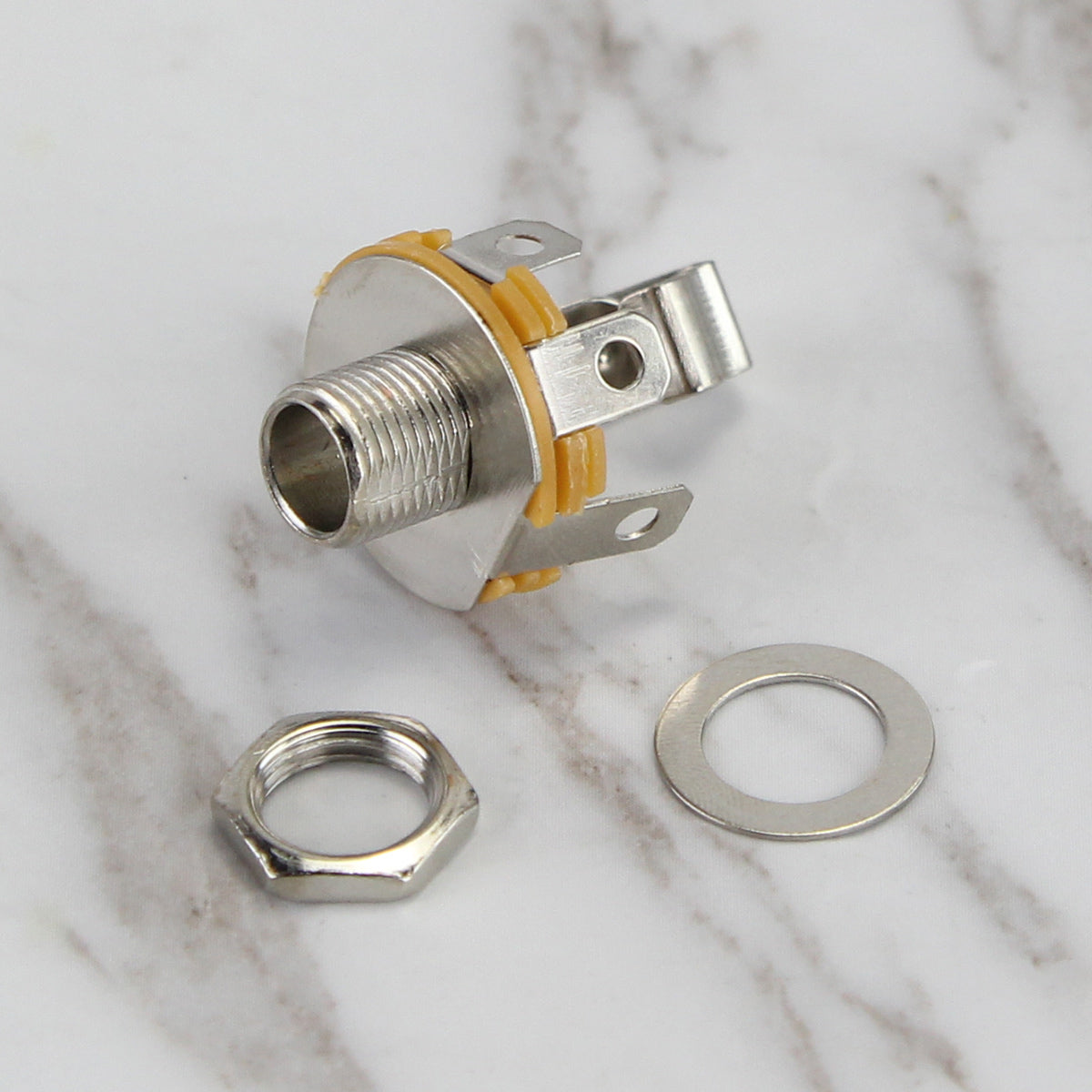 FLEOR 1/4" 6.35mm Guitar Jack Socket Mono Jack Nickel Color | iknmusic