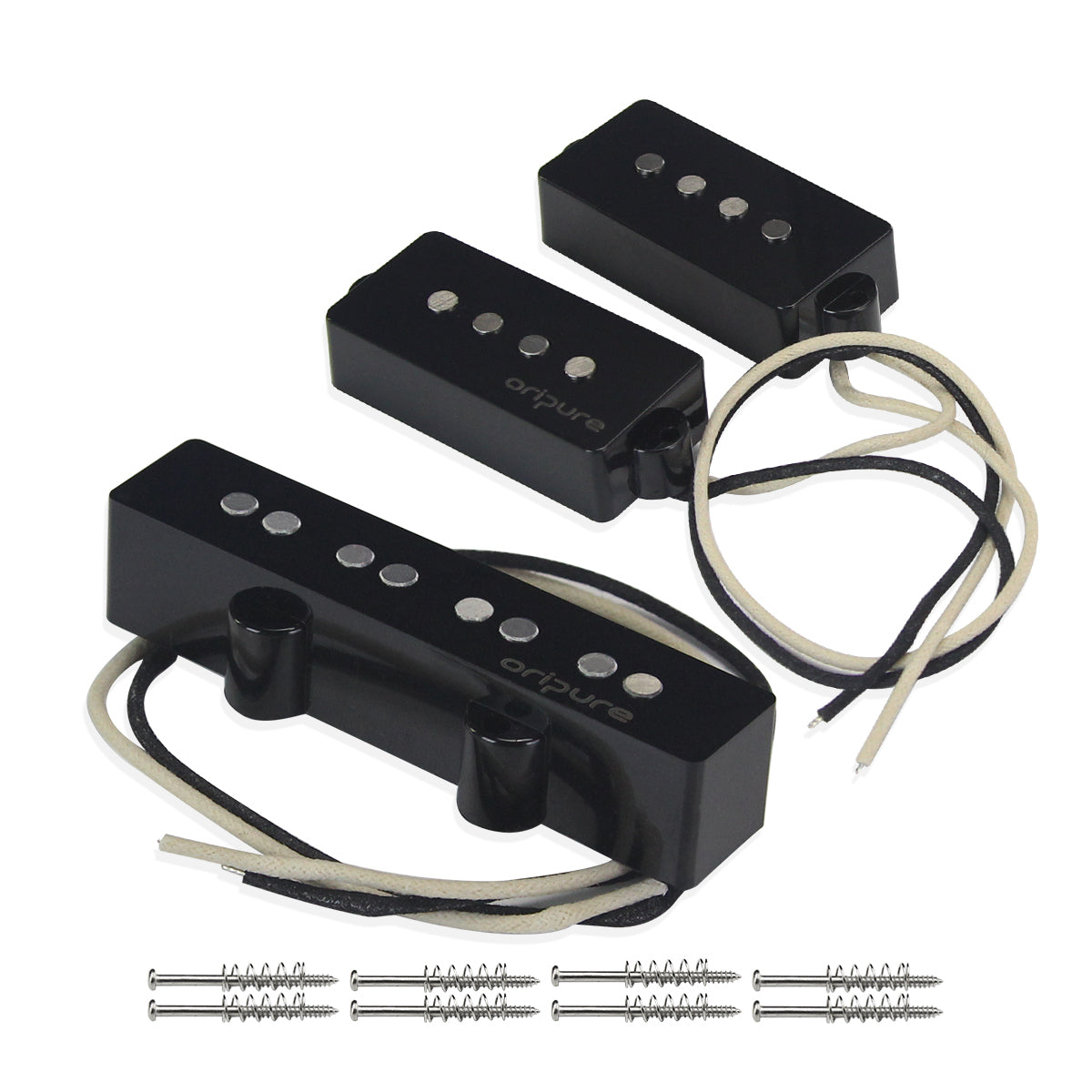 <transcy>Oripure Alnico 5 P-Bass Pickup Set Noiseless Black für 4-Saiter Precision PB Bass</transcy>