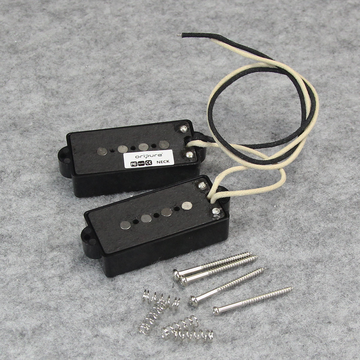 <transcy>Oripure Alnico 5 P-Bass Pickup Set Noiseless Black für 4-Saiter Precision PB Bass</transcy>