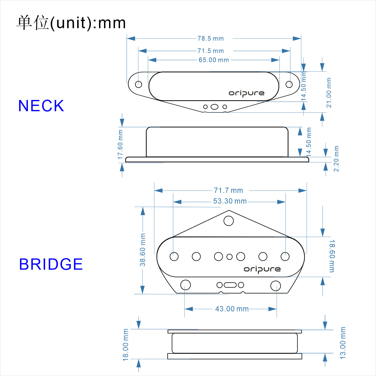 OriPure PSL52 Vintage Alnico 5 Guitar Pickup For Tele | iknmusic