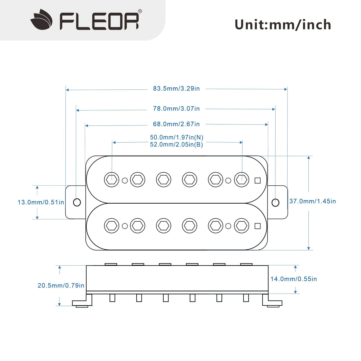 FLEOR Alnico 5 Humbucker Electric Guitar Pickup Double Coil