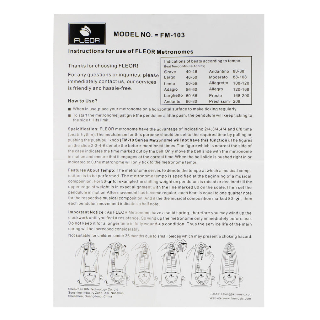 FLEOR Bullet Mechanical Metronome Piano FM-103 | iknmusic