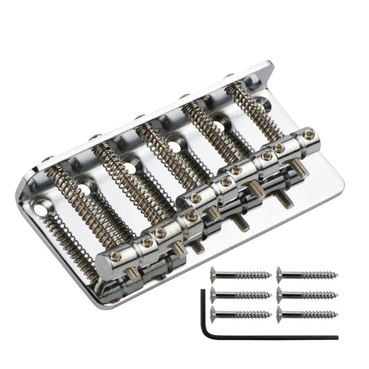 FLEOR Chrome Vintage Bass Bridge For 5 String Bass Guitar | iknmusic