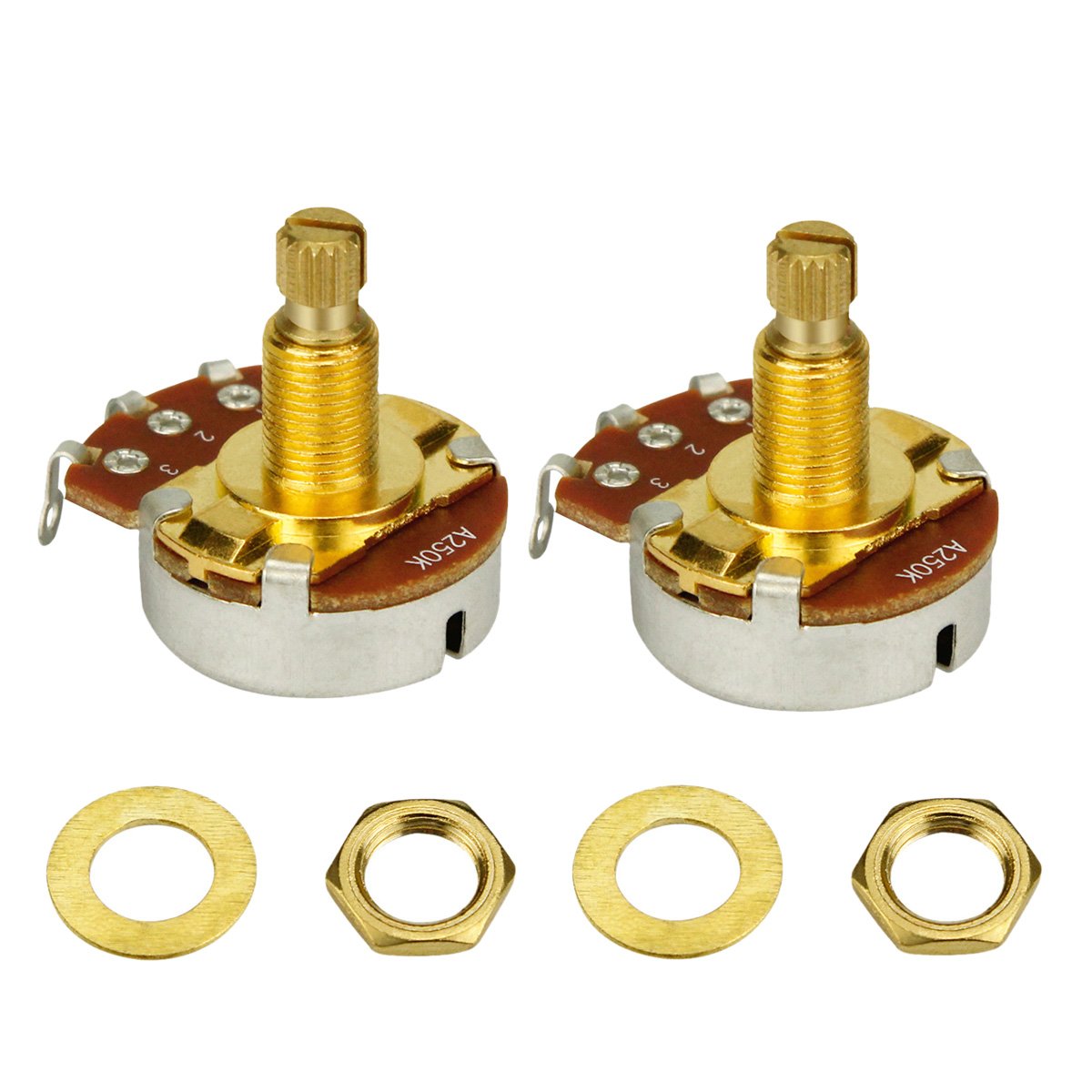 FLEOR Long Shaft Guitar Potentiometer 250k / 500k Gold | iknmusic