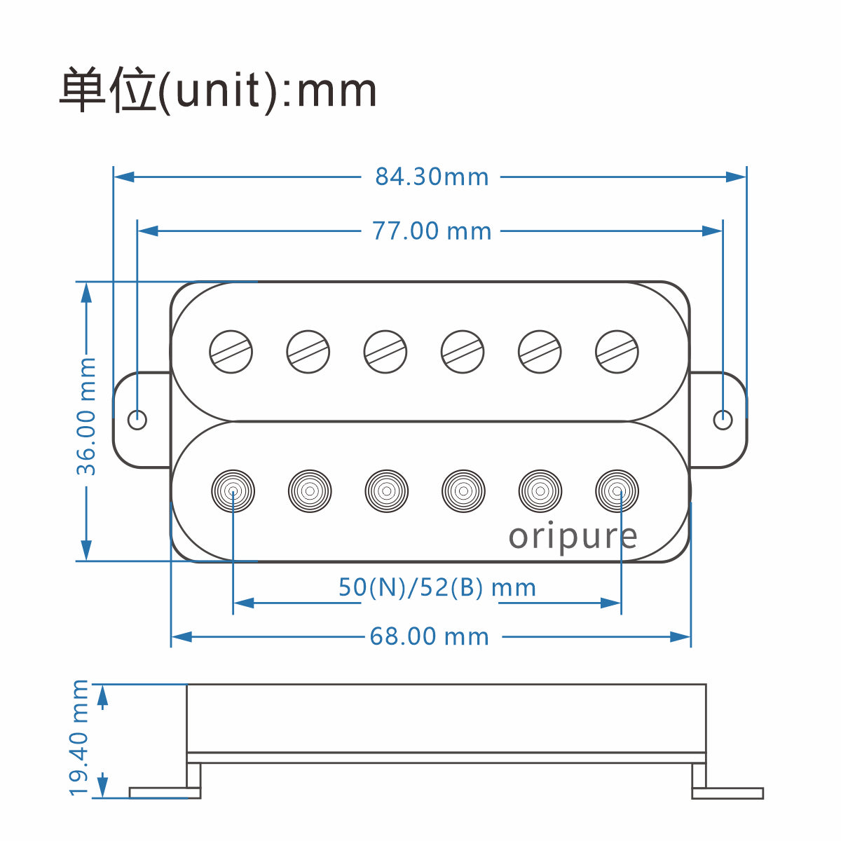 OriPure PHZ5 Alnico 5 Guitar Humbucker Pickup -iknmusic