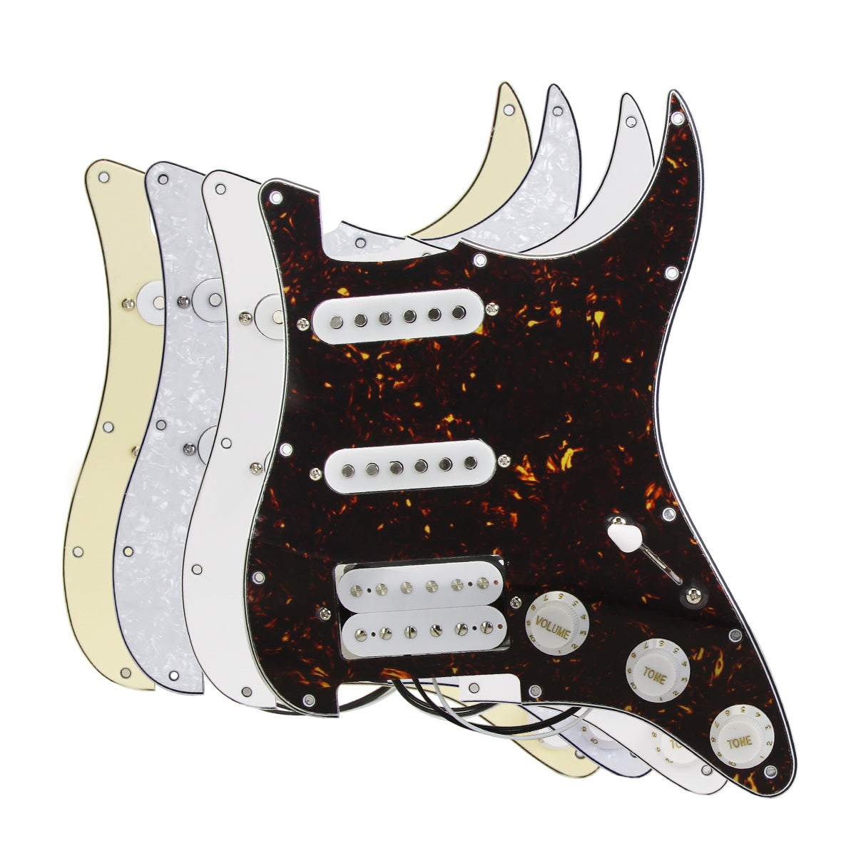 FLEOR Ceramic Prewired Guitar Pickguard Strat SSH HSS 11 Holes