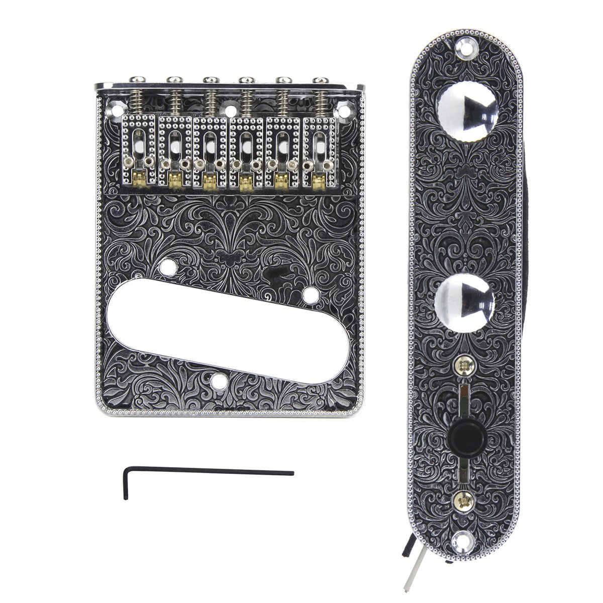 FLEOR Set of Carved Prewired Tele Control Plate & Bridge | iknmusic