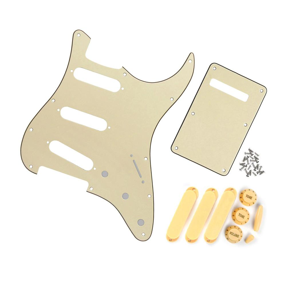 FLEOR 11 Hole Strat Guitar Pickguard Back Plate Set Cream | iknmusic