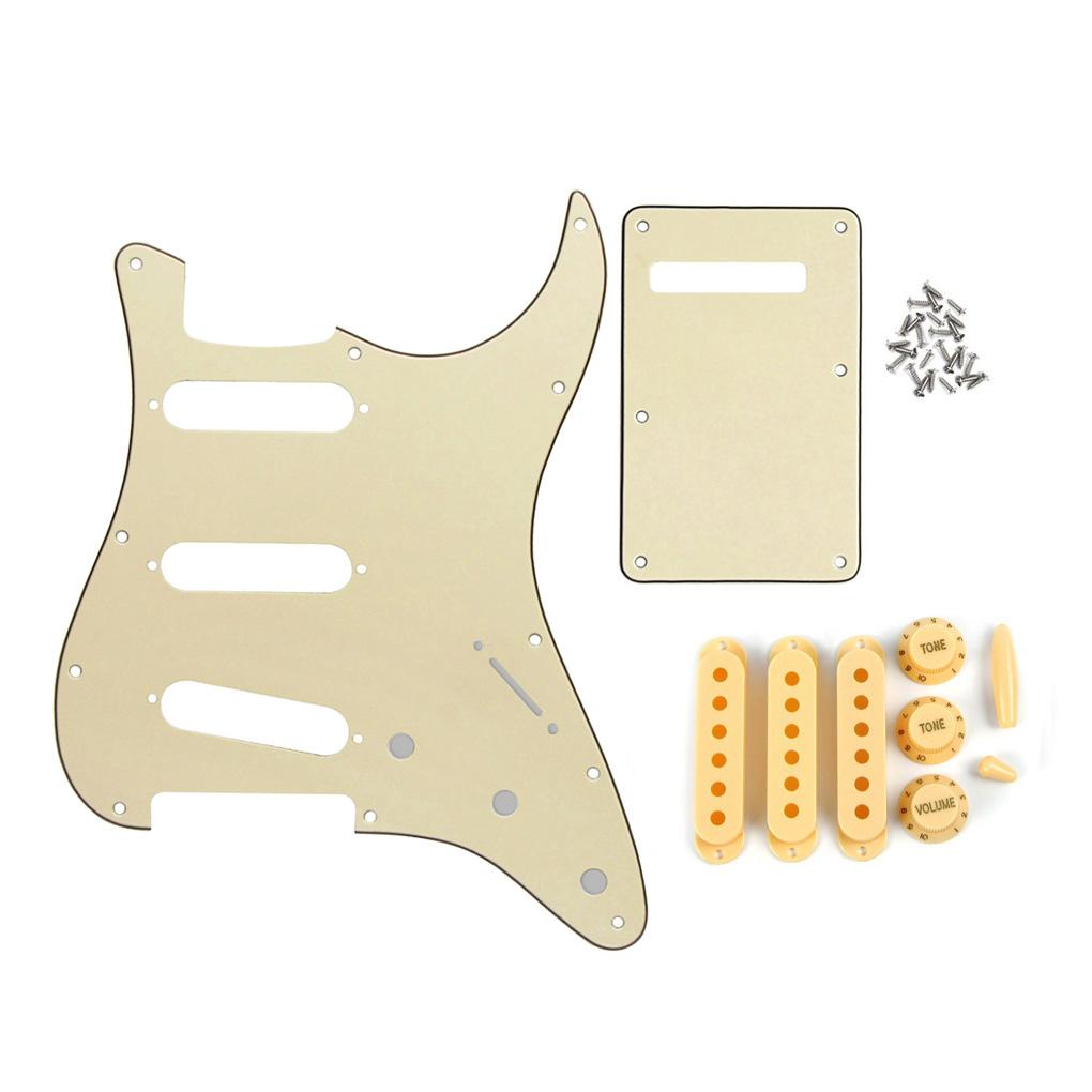 FLEOR 11 Hole Strat Guitar Pickguard Back Plate Set Cream | iknmusic