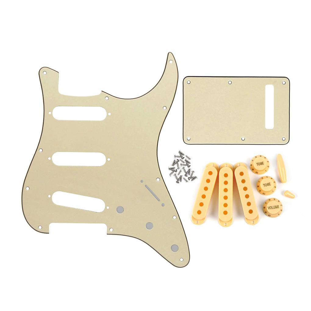 FLEOR 11 Hole Strat Guitar Pickguard Back Plate Set Cream | iknmusic