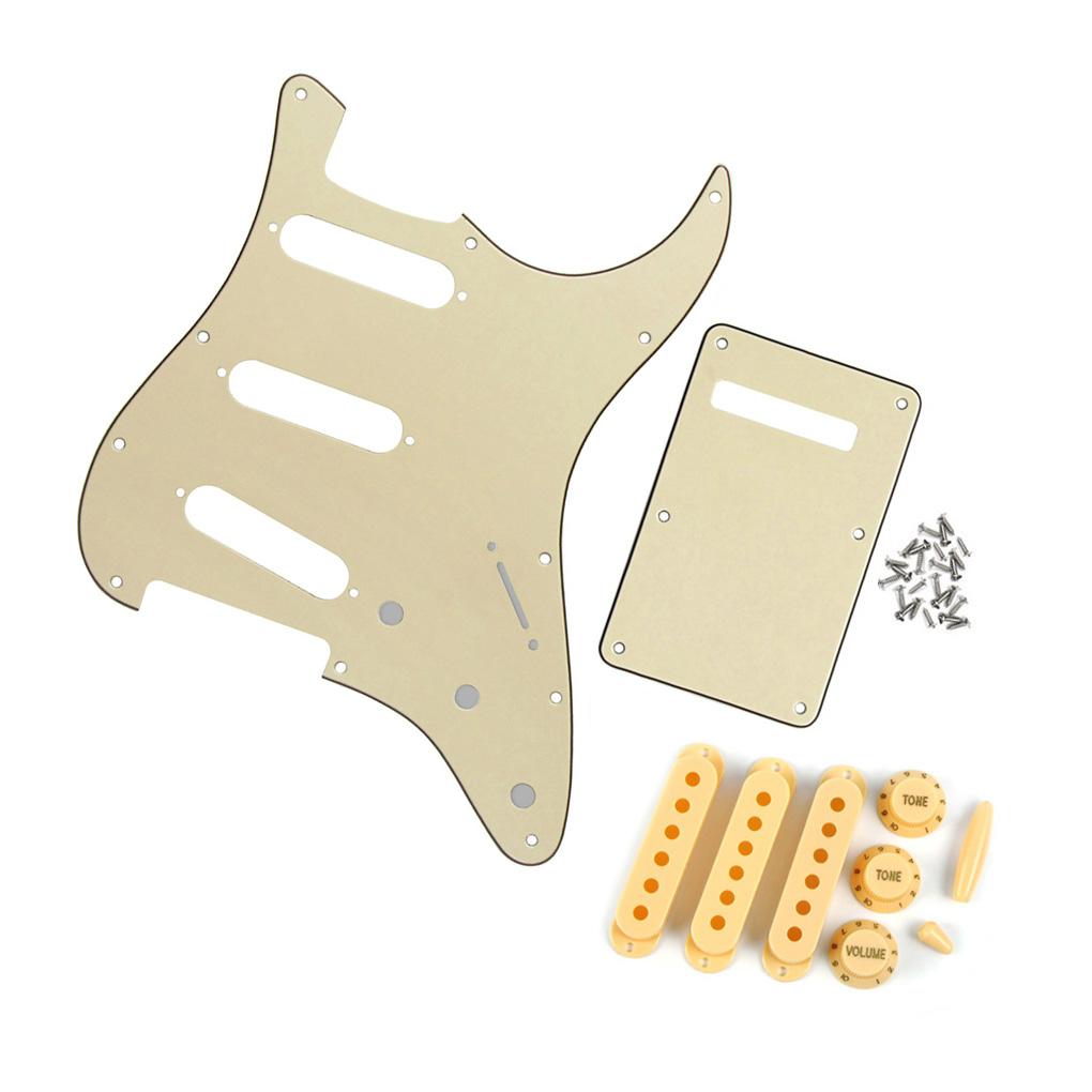 FLEOR 11 Hole Strat Guitar Pickguard Back Plate Set Cream | iknmusic