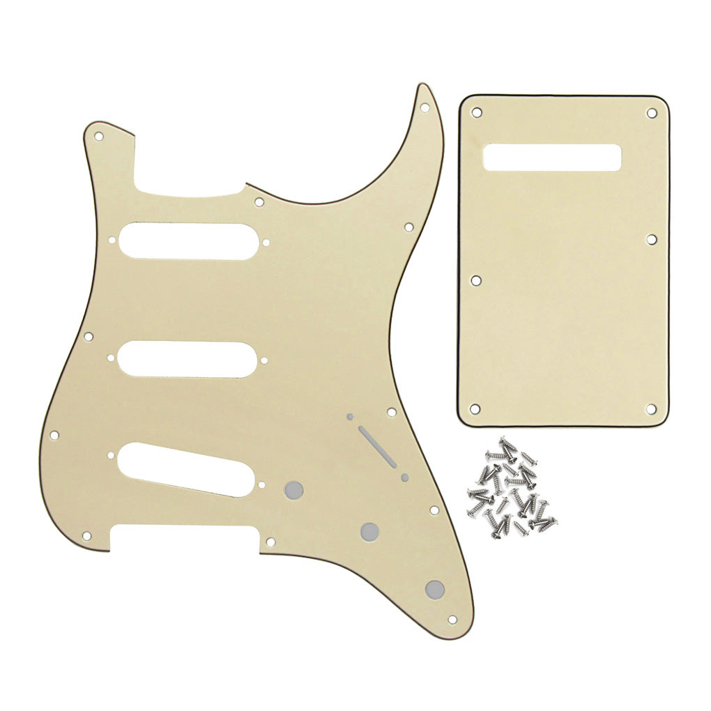 FLEOR 11 Hole SSS Strat Pickguard & Back Plate 3Ply PVC | iknmusic