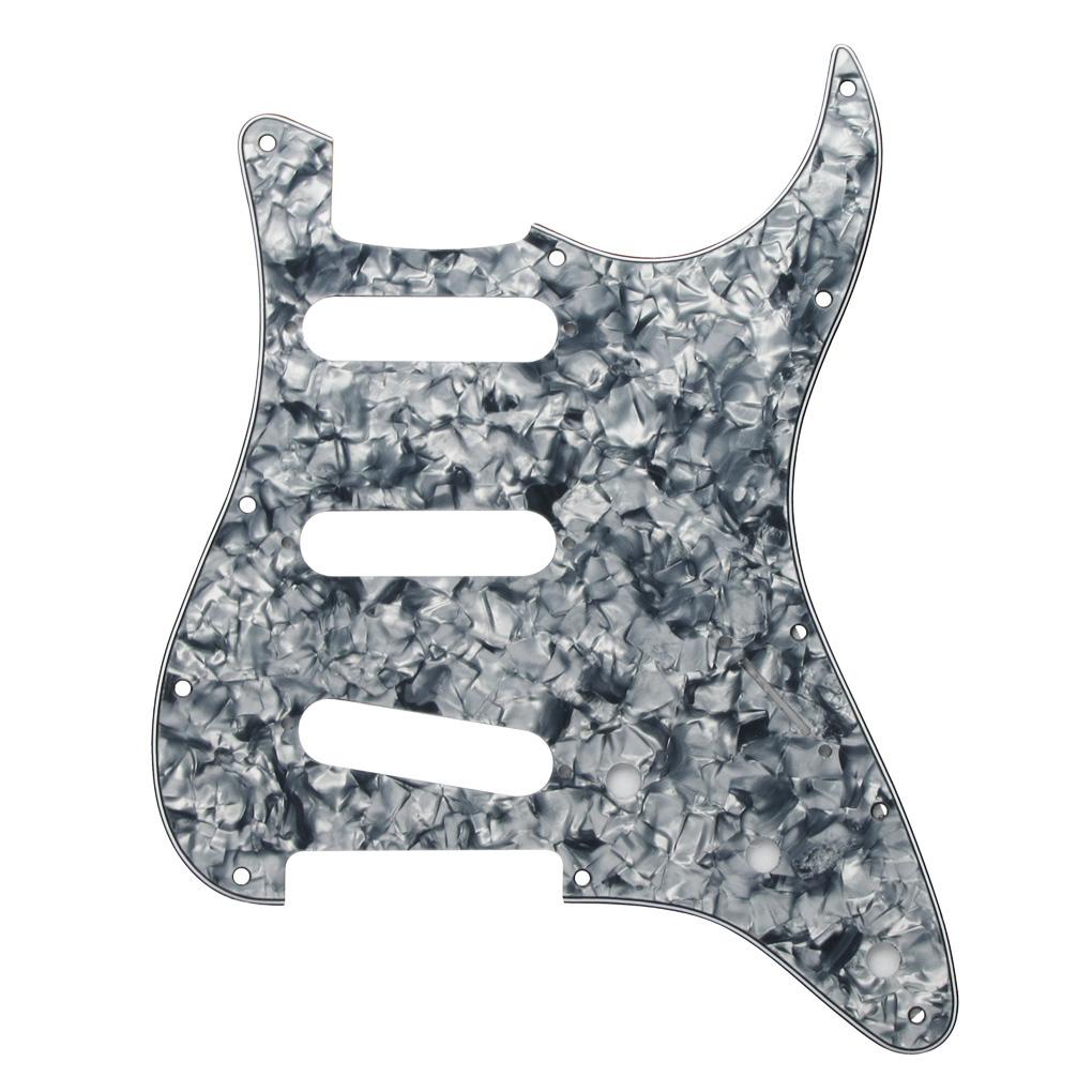 FLEOR Grey Pearl 11 Hole SSS Pickguard Back Plate Set | iknmusic