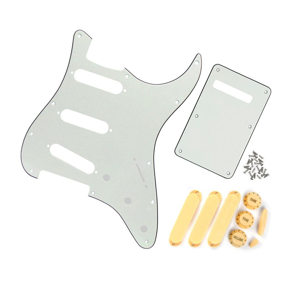 FLEOR Ivory 11 Hole Strat Guitar Pickguard Back Plate Set | iknmusic