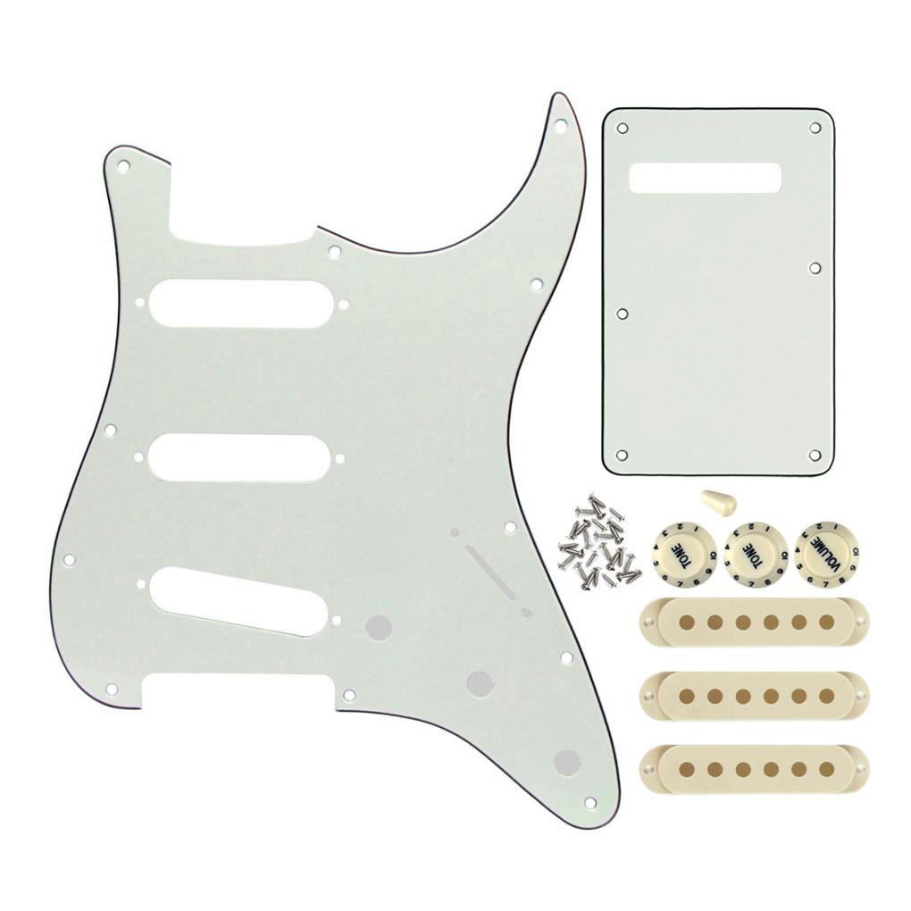 FLEOR Ivory 11 Hole Strat Guitar Pickguard Back Plate Set | iknmusic