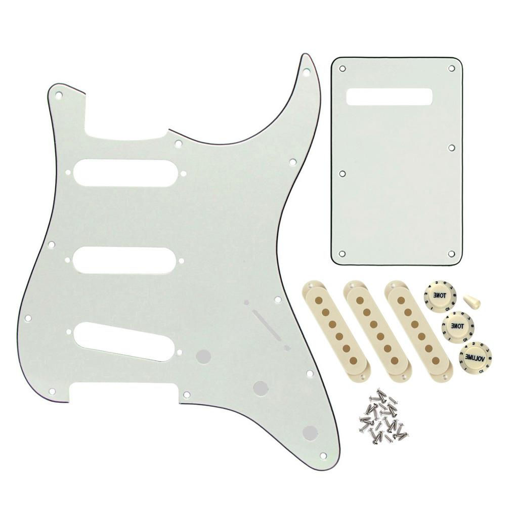 FLEOR Ivory 11 Hole Strat Guitar Pickguard Back Plate Set | iknmusic