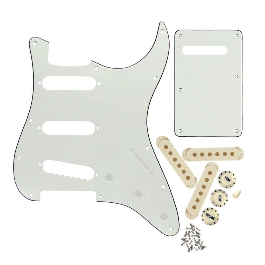 FLEOR Ivory 11 Hole Strat Guitar Pickguard Back Plate Set | iknmusic