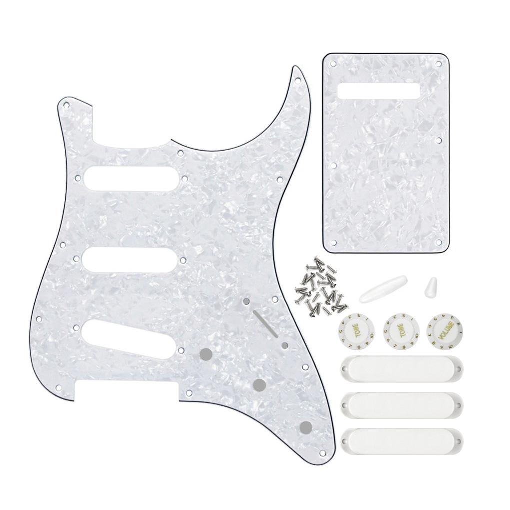 FLEOR White Pearl 11 Hole SSS Guitar Pickguard Kit | iknmusic