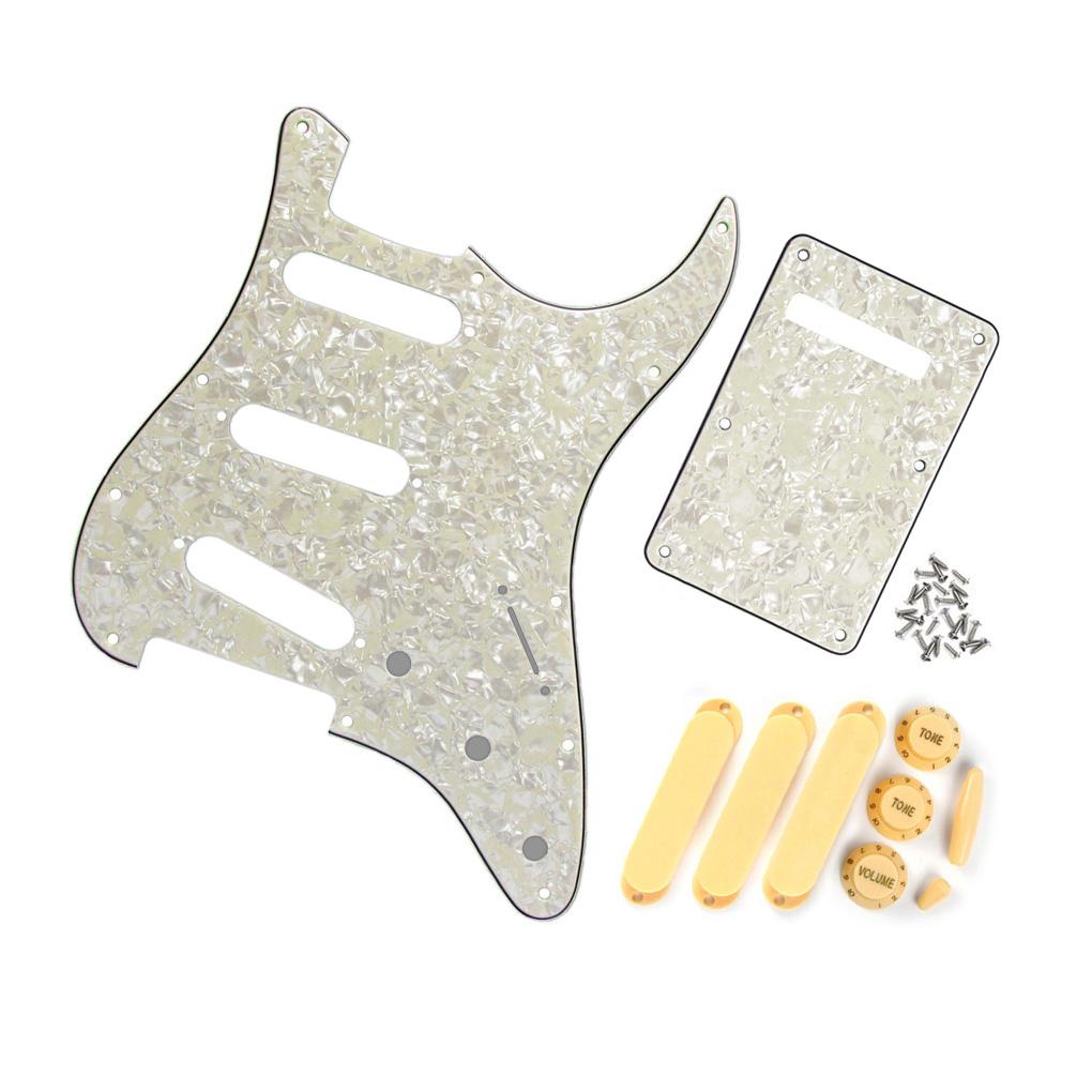 FLEOR 11 Hole SSS Guitar Pickguard Back Plate Aged Pearl | iknmusic