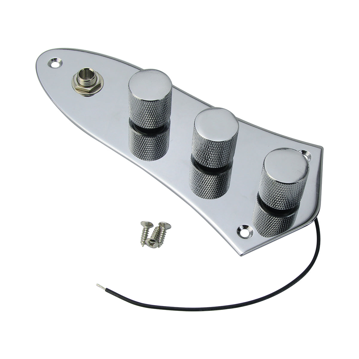 FLEOR Chrome Loaded Prewired Bass Control Plate Harness Jack Chrome Knobs for JB Bass Guitar Parts