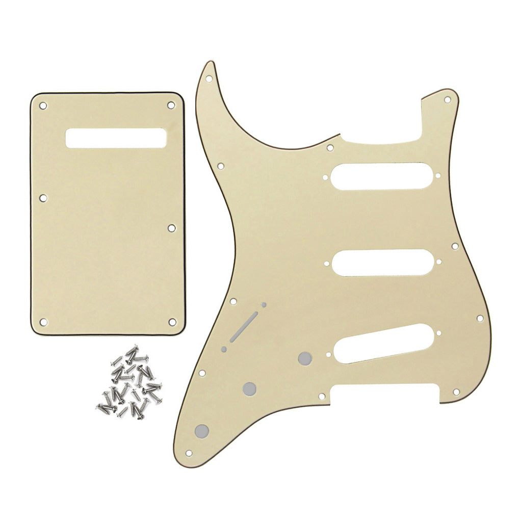 FLEOR Left Handed Strat Pickguard SSS & Back Plate | iknmusic