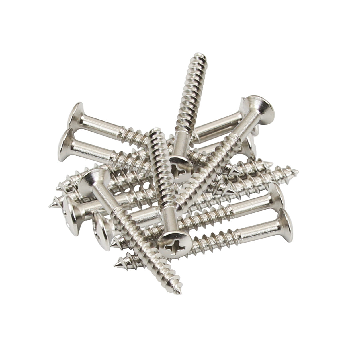 FLEOR Guitar Neck Plate Mounting Screws Chrome 4.8x45mm | iknmusic