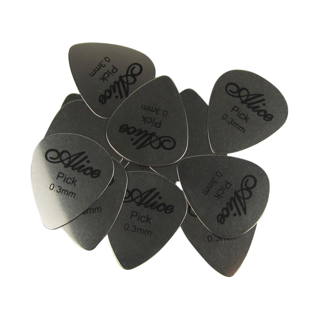 Alice 12Pcs Stainless Steel Guitar Picks Plectrums 0.3mm | iknmusic