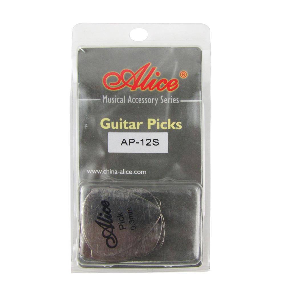 Alice 12Pcs Stainless Steel Guitar Picks Plectrums 0.3mm | iknmusic