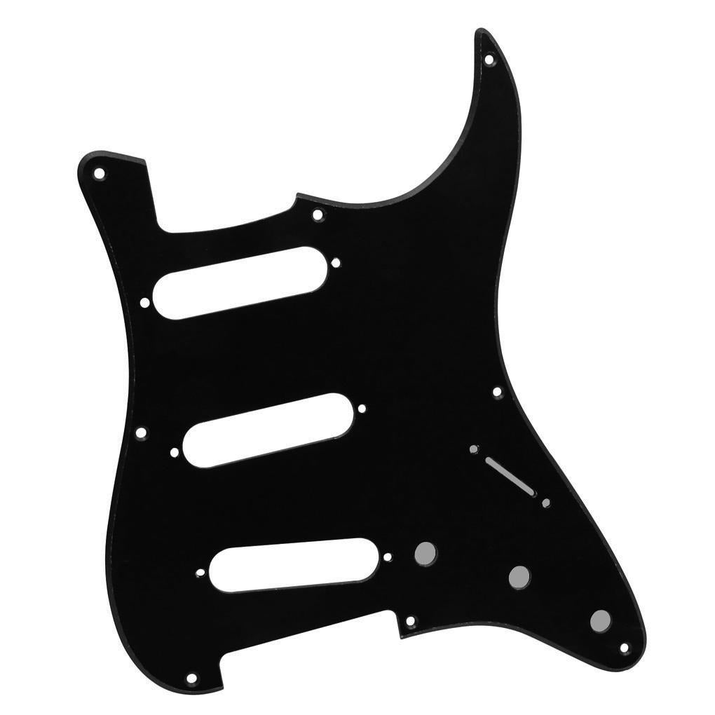 FLEOR Black 1ply 8 Hole SSS Guitar Pickguard Back Plate Set | iknmusic