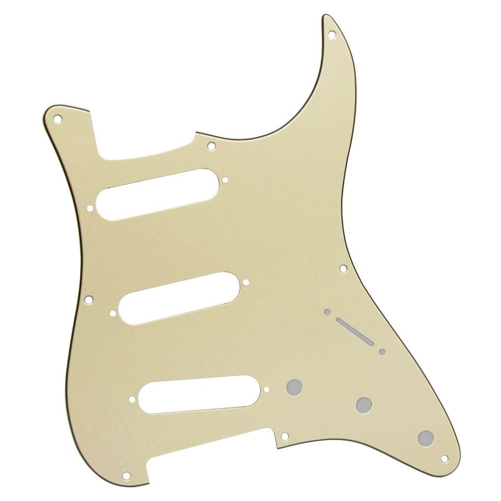 FLEOR Cream 8 Hole Pickguard Strat SSS & Back Plate Set | iknmusic