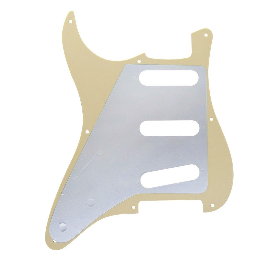 FLEOR Cream 8 Hole Pickguard Strat SSS & Back Plate Set | iknmusic